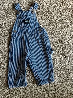 Vintage Blue-and-White Striped Kids Overalls